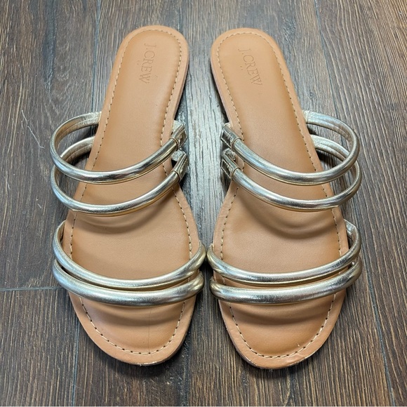J Crew gold strappy sandals SZ 9 - Picture 1 of 2
